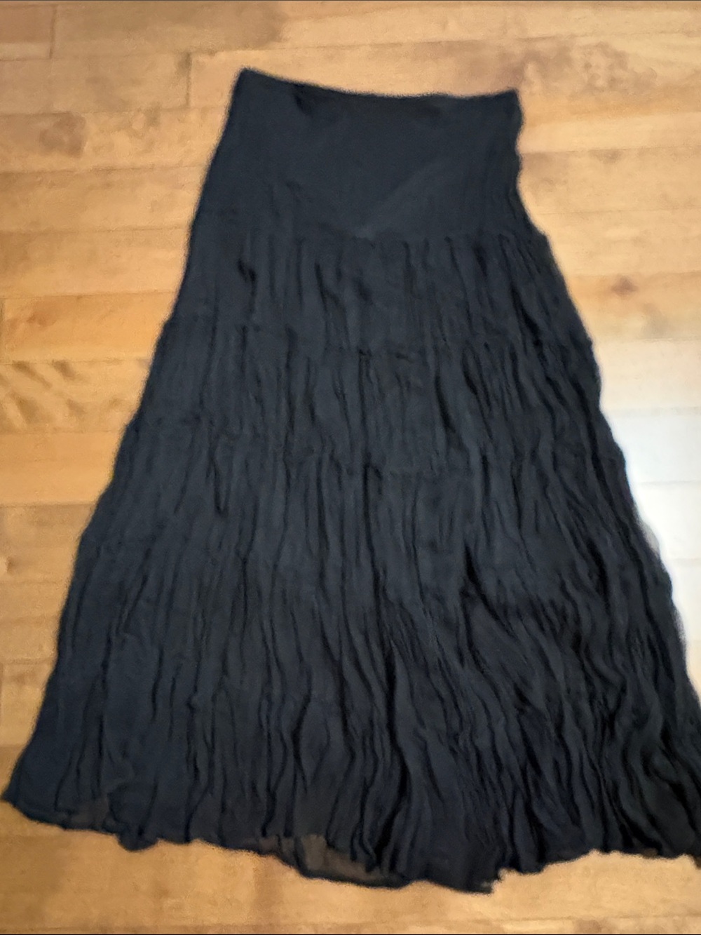 Vintage Jessica Black Crinkled Midi Skirt Fairycore